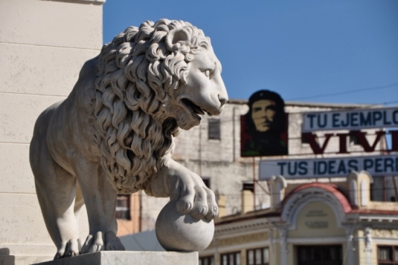 Скульптура льва на площади Майор