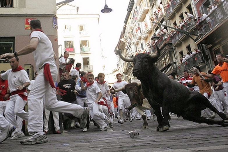 Бег с быками по улицам Памплоны