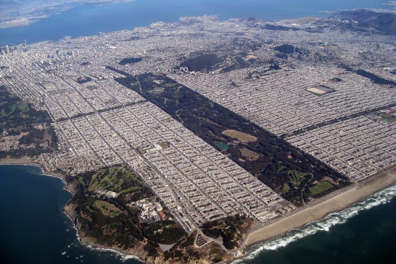 Вид на Сан-Франциско и парк Золотые ворота