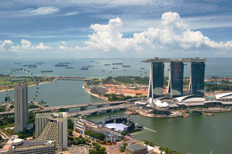 Вид на центр Сингапура